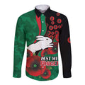 South Sydney Rabbitohs ANZAC Personalised Long Sleeve Button Shirt Lest We Forget Poppy Camo