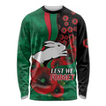 South Sydney Rabbitohs ANZAC Personalised Long Sleeve Shirt Lest We Forget Poppy Camo