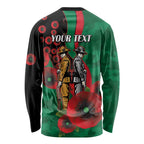 South Sydney Rabbitohs ANZAC Personalised Long Sleeve Shirt Lest We Forget Poppy Camo