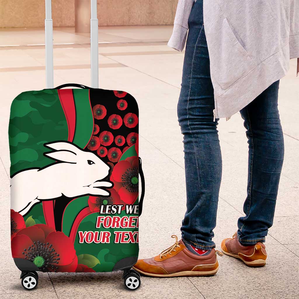 South Sydney Rabbitohs ANZAC Personalised Luggage Cover Lest We Forget Poppy Camo