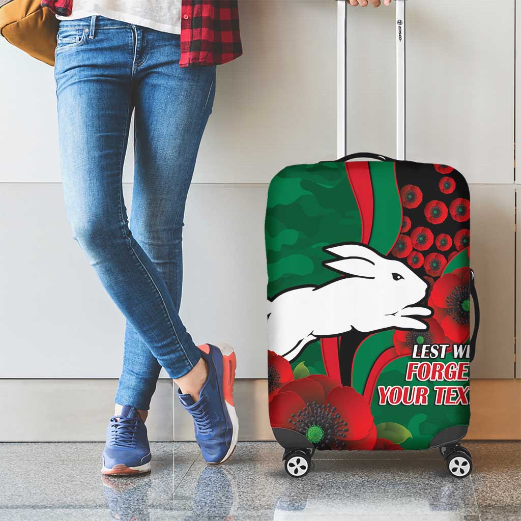 South Sydney Rabbitohs ANZAC Personalised Luggage Cover Lest We Forget Poppy Camo