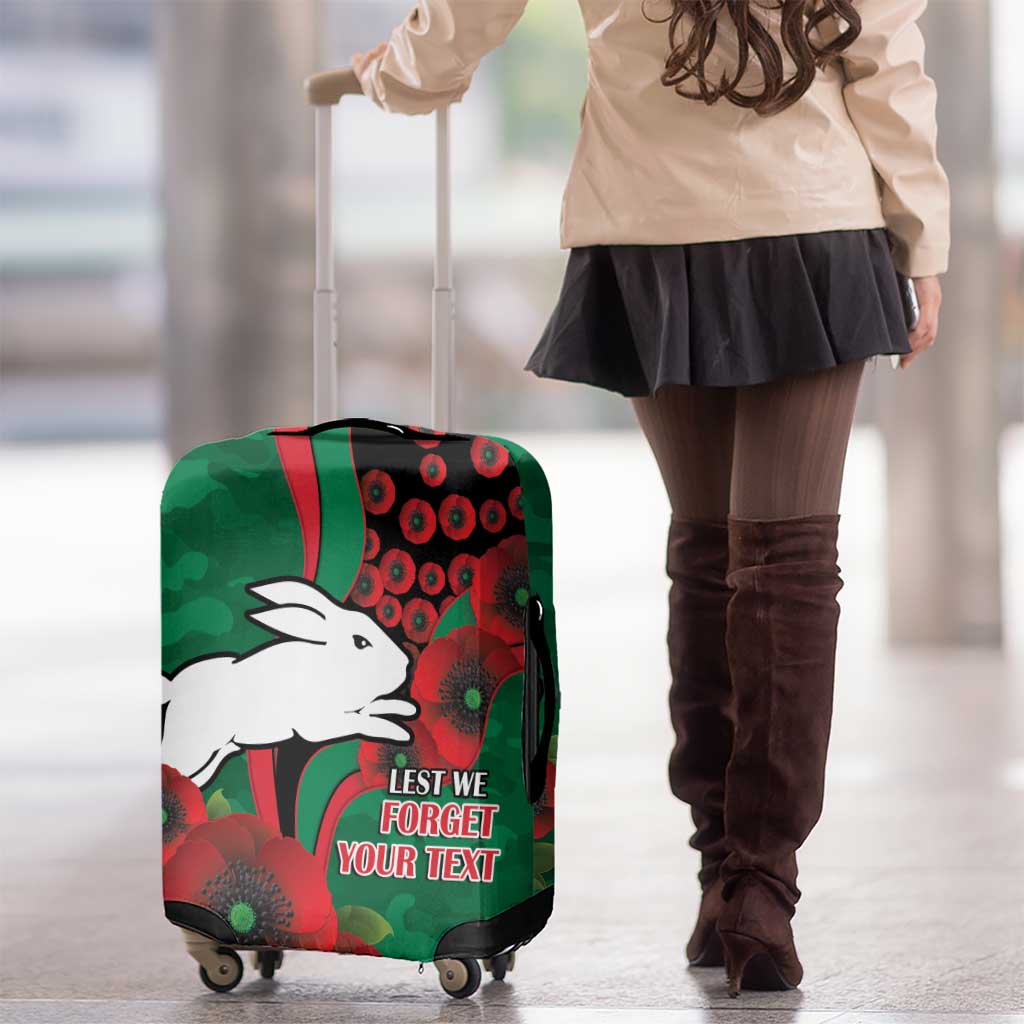 South Sydney Rabbitohs ANZAC Personalised Luggage Cover Lest We Forget Poppy Camo
