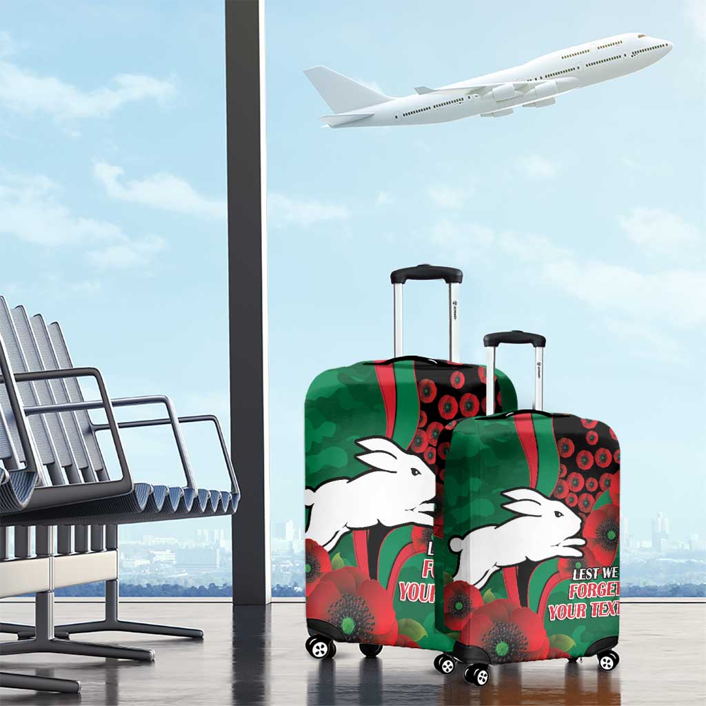 South Sydney Rabbitohs ANZAC Personalised Luggage Cover Lest We Forget Poppy Camo