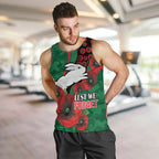 South Sydney Rabbitohs ANZAC Personalised Men Tank Top Lest We Forget Poppy Camo