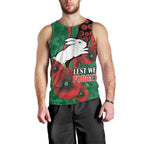 South Sydney Rabbitohs ANZAC Personalised Men Tank Top Lest We Forget Poppy Camo