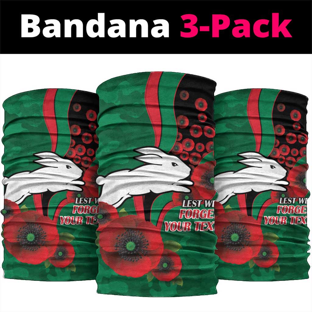 South Sydney Rabbitohs ANZAC Personalised Neck Gaiter Lest We Forget Poppy Camo