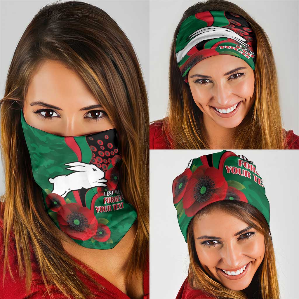 South Sydney Rabbitohs ANZAC Personalised Neck Gaiter Lest We Forget Poppy Camo