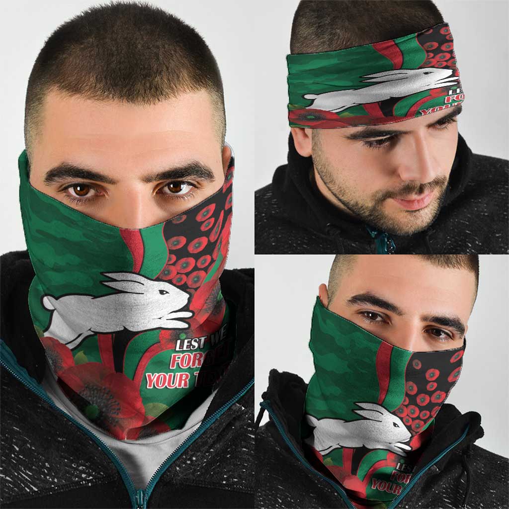 South Sydney Rabbitohs ANZAC Personalised Neck Gaiter Lest We Forget Poppy Camo