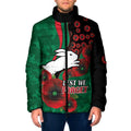 South Sydney Rabbitohs ANZAC Personalised Padded Jacket Lest We Forget Poppy Camo