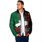 South Sydney Rabbitohs ANZAC Personalised Padded Jacket Lest We Forget Poppy Camo