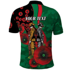 South Sydney Rabbitohs ANZAC Personalised Polo Shirt Lest We Forget Poppy Camo