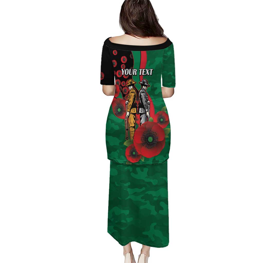 South Sydney Rabbitohs ANZAC Personalised Puletasi Lest We Forget Poppy Camo