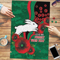 South Sydney Rabbitohs ANZAC Personalised Puzzle Lest We Forget Poppy Camo