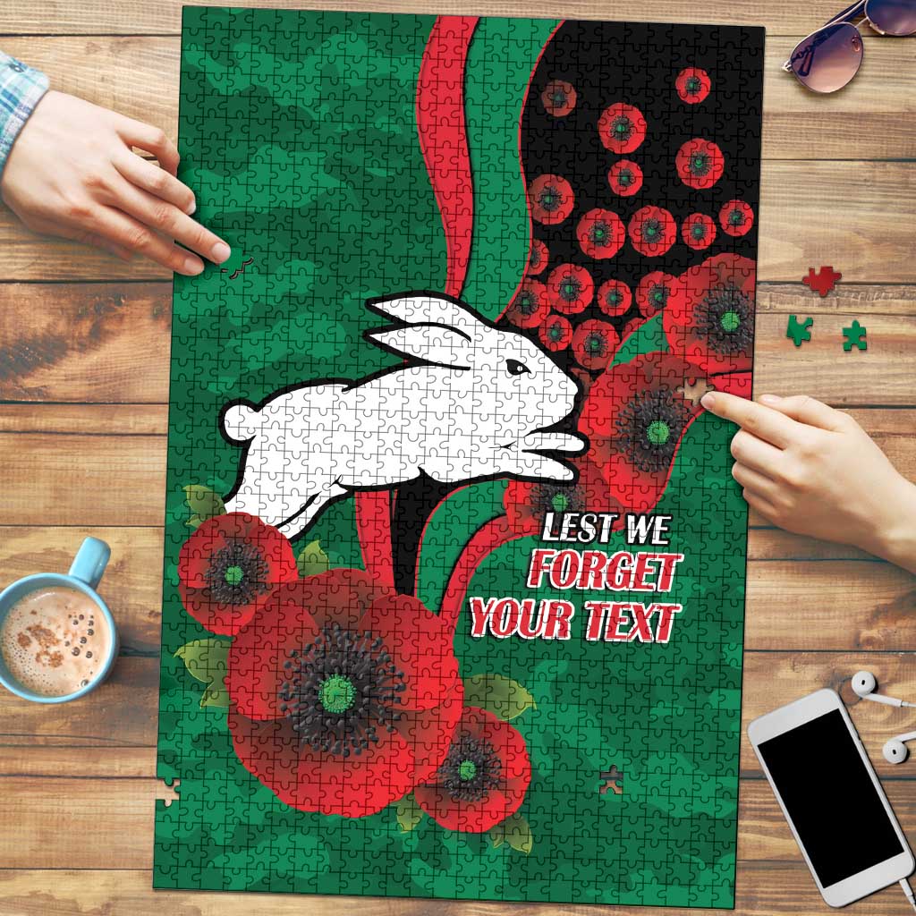 South Sydney Rabbitohs ANZAC Personalised Puzzle Lest We Forget Poppy Camo
