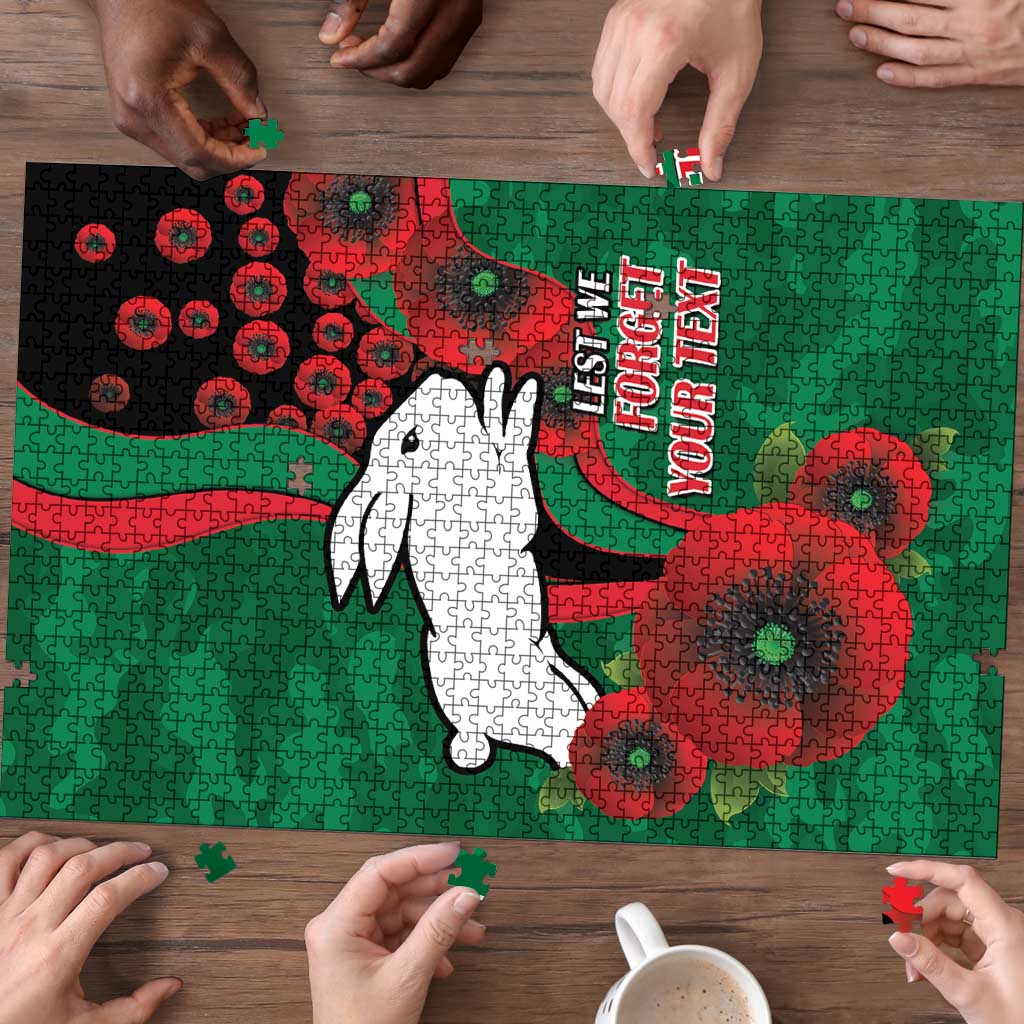 South Sydney Rabbitohs ANZAC Personalised Puzzle Lest We Forget Poppy Camo