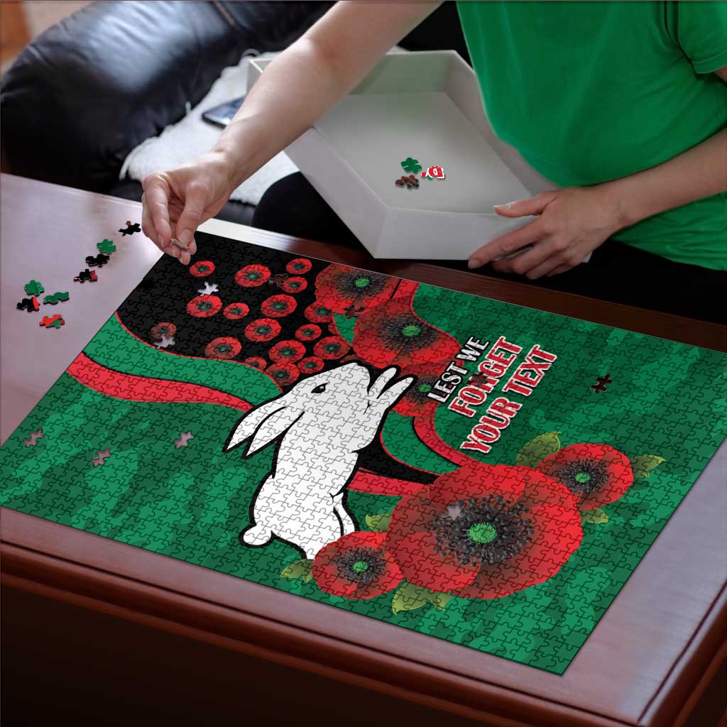 South Sydney Rabbitohs ANZAC Personalised Puzzle Lest We Forget Poppy Camo