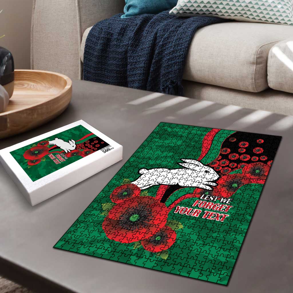 South Sydney Rabbitohs ANZAC Personalised Puzzle Lest We Forget Poppy Camo