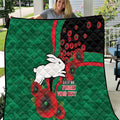 South Sydney Rabbitohs ANZAC Personalised Quilt Lest We Forget Poppy Camo