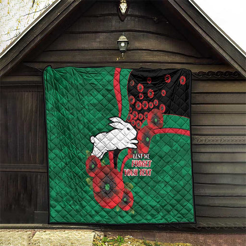 South Sydney Rabbitohs ANZAC Personalised Quilt Lest We Forget Poppy Camo