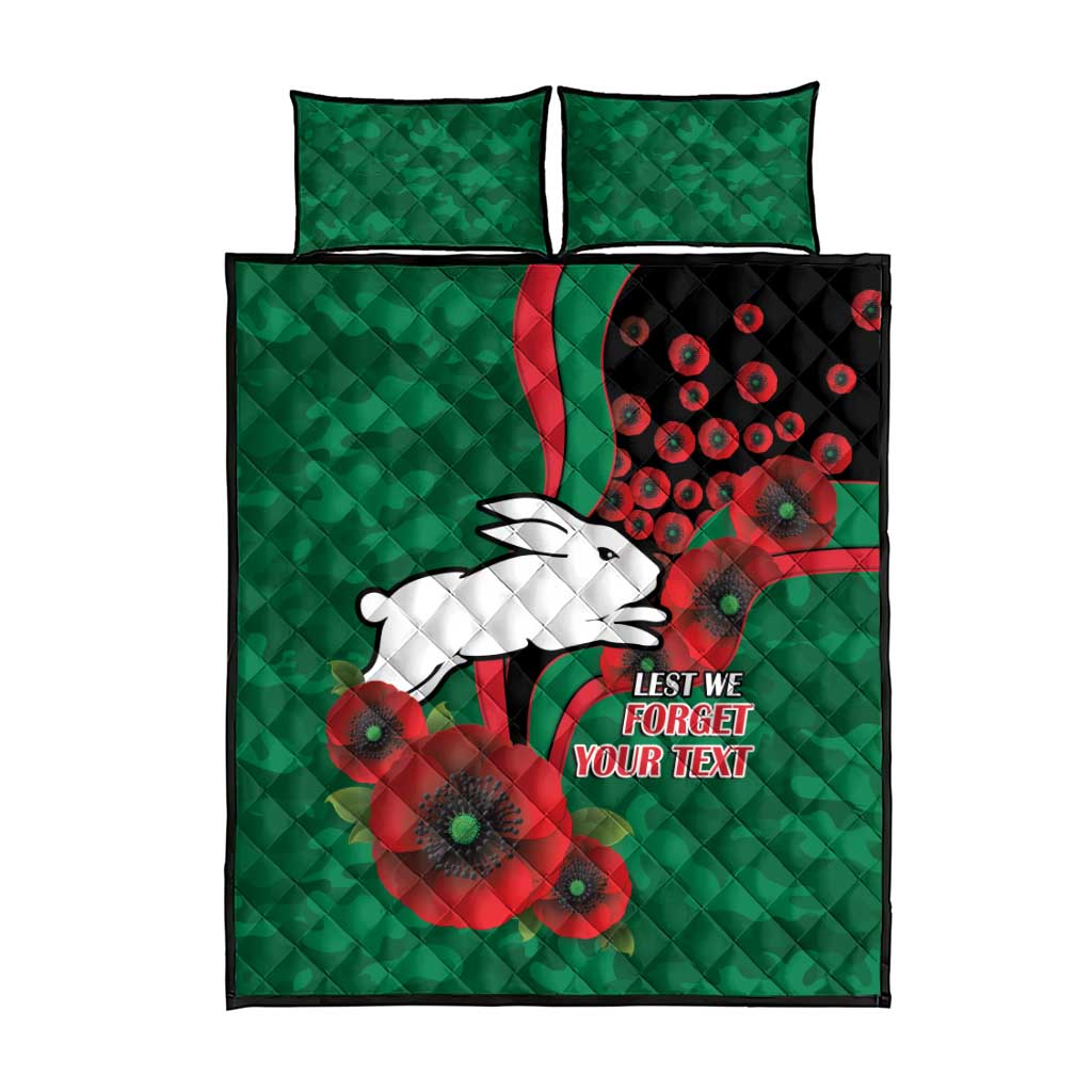 South Sydney Rabbitohs ANZAC Personalised Quilt Bed Set Lest We Forget Poppy Camo