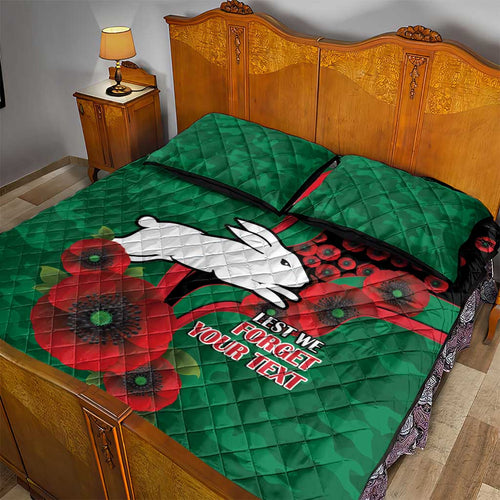South Sydney Rabbitohs ANZAC Personalised Quilt Bed Set Lest We Forget Poppy Camo