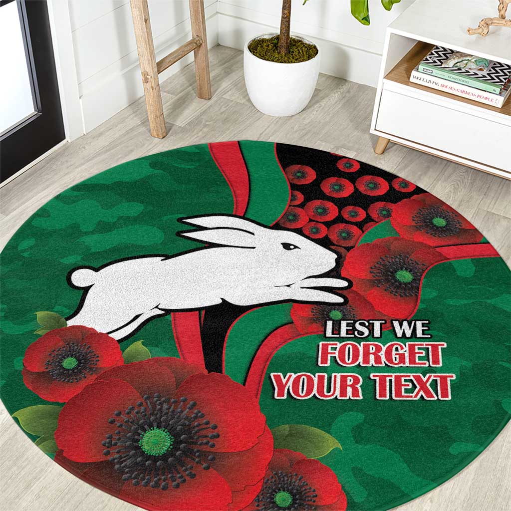 South Sydney Rabbitohs ANZAC Personalised Round Carpet Lest We Forget Poppy Camo