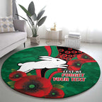 South Sydney Rabbitohs ANZAC Personalised Round Carpet Lest We Forget Poppy Camo