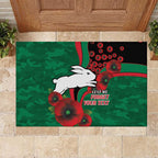 South Sydney Rabbitohs ANZAC Personalised Rubber Doormat Lest We Forget Poppy Camo