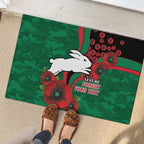 South Sydney Rabbitohs ANZAC Personalised Rubber Doormat Lest We Forget Poppy Camo