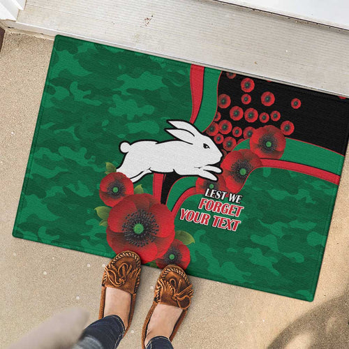 South Sydney Rabbitohs ANZAC Personalised Rubber Doormat Lest We Forget Poppy Camo