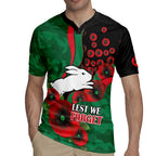 South Sydney Rabbitohs ANZAC Personalised Rugby Jersey Lest We Forget Poppy Camo