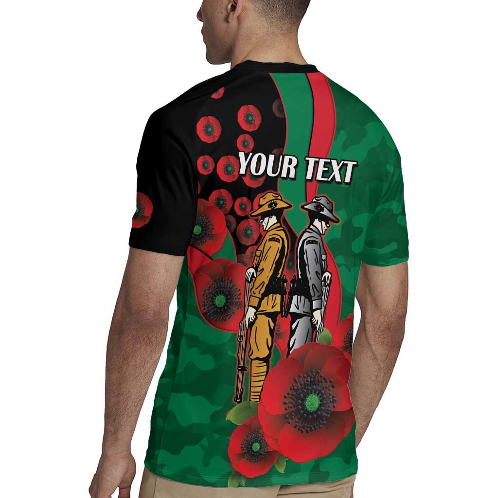 South Sydney Rabbitohs ANZAC Personalised Rugby Jersey Lest We Forget Poppy Camo