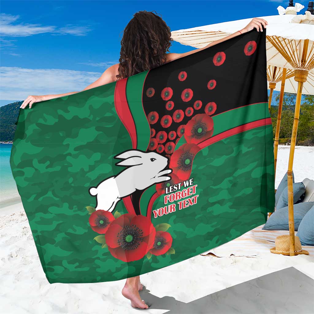 South Sydney Rabbitohs ANZAC Personalised Sarong Lest We Forget Poppy Camo