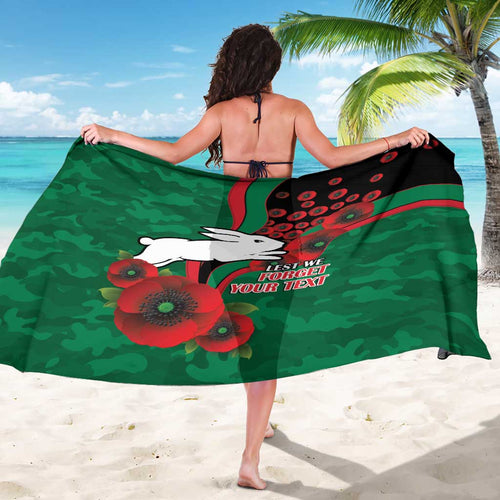 South Sydney Rabbitohs ANZAC Personalised Sarong Lest We Forget Poppy Camo
