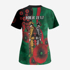 South Sydney Rabbitohs ANZAC Personalised Scrub Top Lest We Forget Poppy Camo