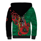 South Sydney Rabbitohs ANZAC Personalised Sherpa Hoodie Lest We Forget Poppy Camo