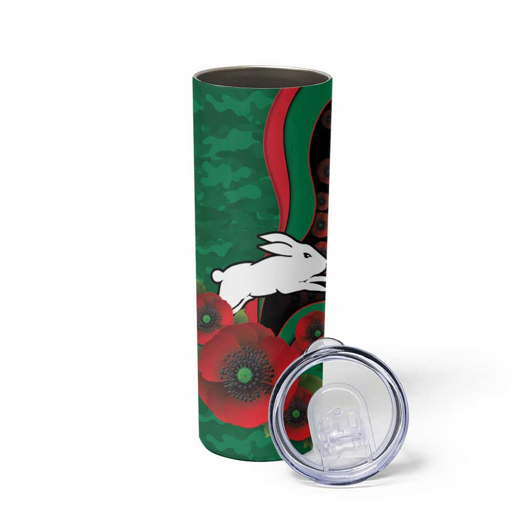 South Sydney Rabbitohs ANZAC Personalised Skinny Tumbler Lest We Forget Poppy Camo