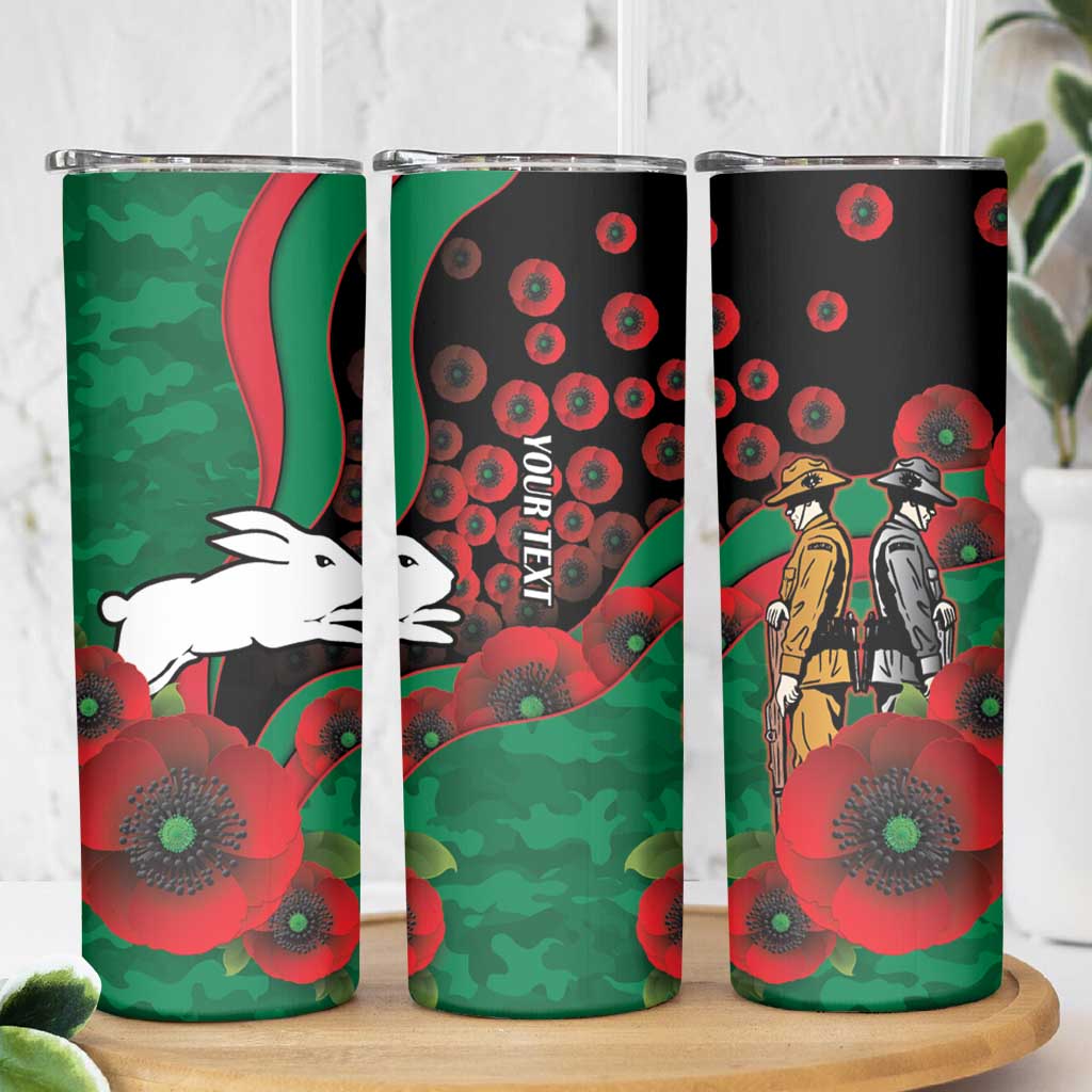 South Sydney Rabbitohs ANZAC Personalised Skinny Tumbler Lest We Forget Poppy Camo