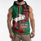 South Sydney Rabbitohs ANZAC Personalised Sleeveless Hoodie Lest We Forget Poppy Camo