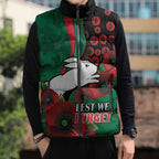 South Sydney Rabbitohs ANZAC Personalised Sleeveless Puffer Jacket Lest We Forget Poppy Camo