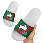 South Sydney Rabbitohs ANZAC Personalised Slide Sandals Lest We Forget Poppy Camo
