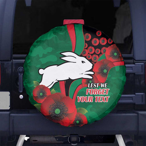 South Sydney Rabbitohs ANZAC Personalised Spare Tire Cover Lest We Forget Poppy Camo