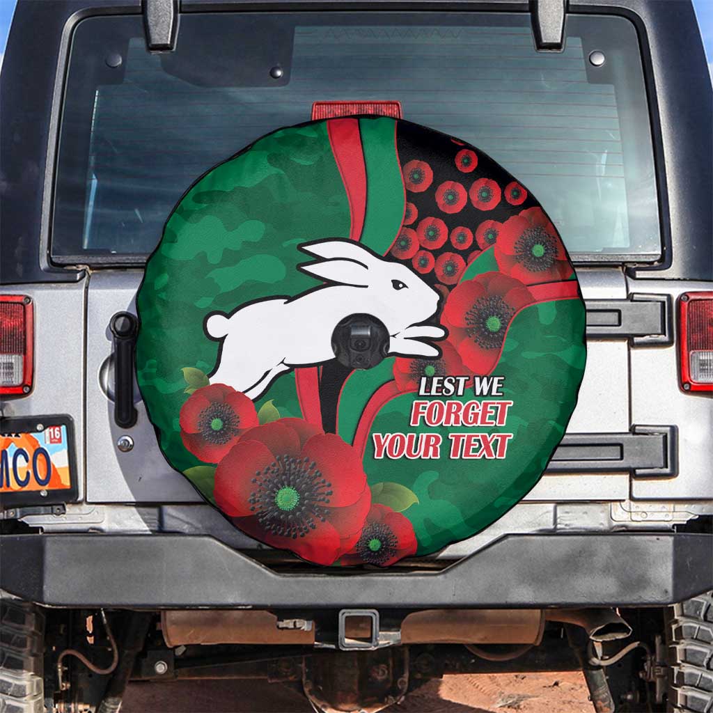 South Sydney Rabbitohs ANZAC Personalised Spare Tire Cover Lest We Forget Poppy Camo