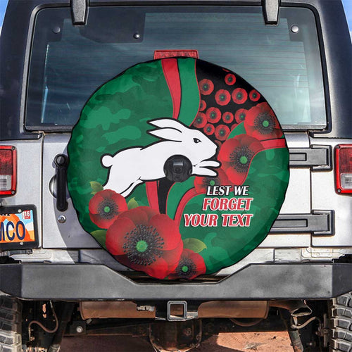 South Sydney Rabbitohs ANZAC Personalised Spare Tire Cover Lest We Forget Poppy Camo