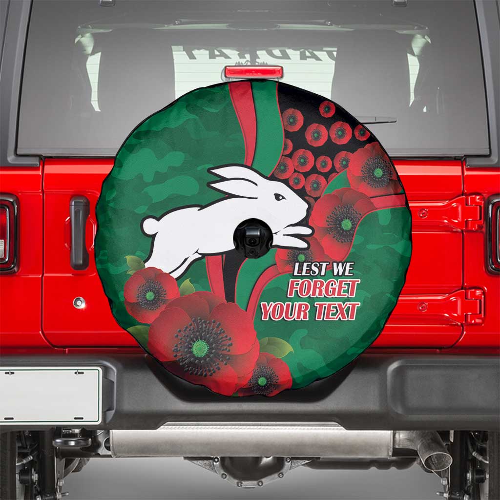 South Sydney Rabbitohs ANZAC Personalised Spare Tire Cover Lest We Forget Poppy Camo