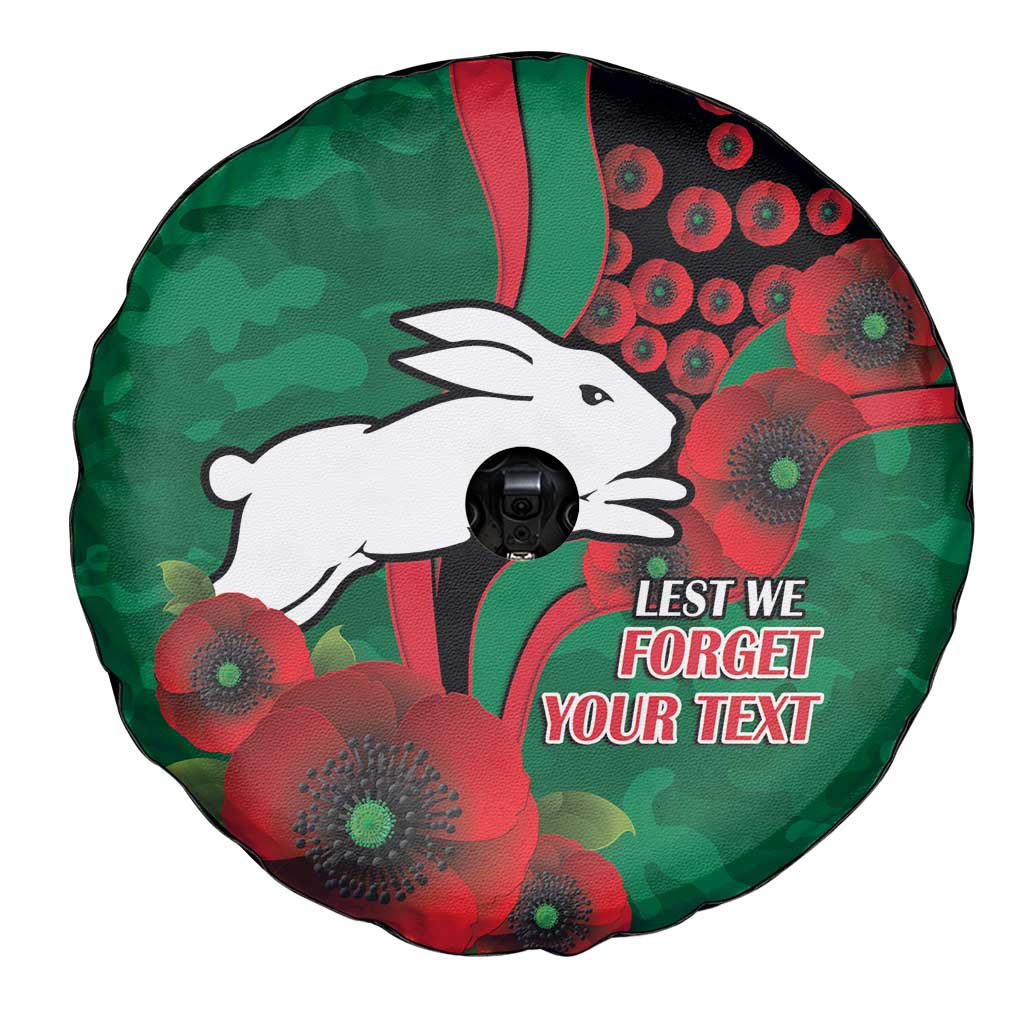 South Sydney Rabbitohs ANZAC Personalised Spare Tire Cover Lest We Forget Poppy Camo