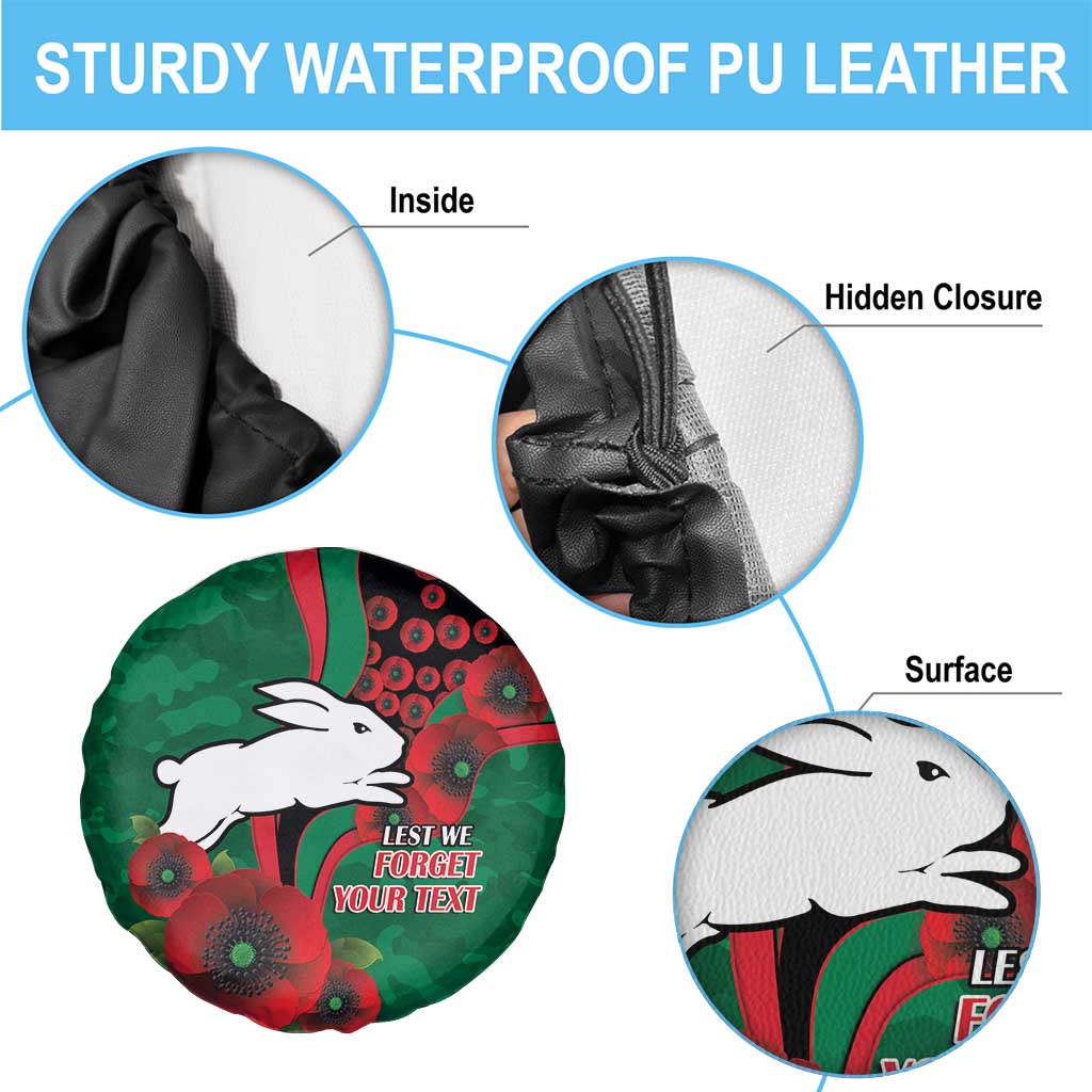 South Sydney Rabbitohs ANZAC Personalised Spare Tire Cover Lest We Forget Poppy Camo