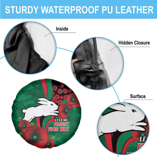 South Sydney Rabbitohs ANZAC Personalised Spare Tire Cover Lest We Forget Poppy Camo