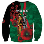 South Sydney Rabbitohs ANZAC Personalised Sweatshirt Lest We Forget Poppy Camo