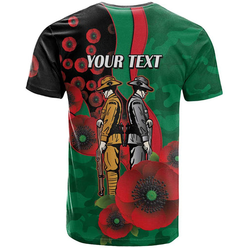 South Sydney Rabbitohs ANZAC Personalised T Shirt Lest We Forget Poppy Camo